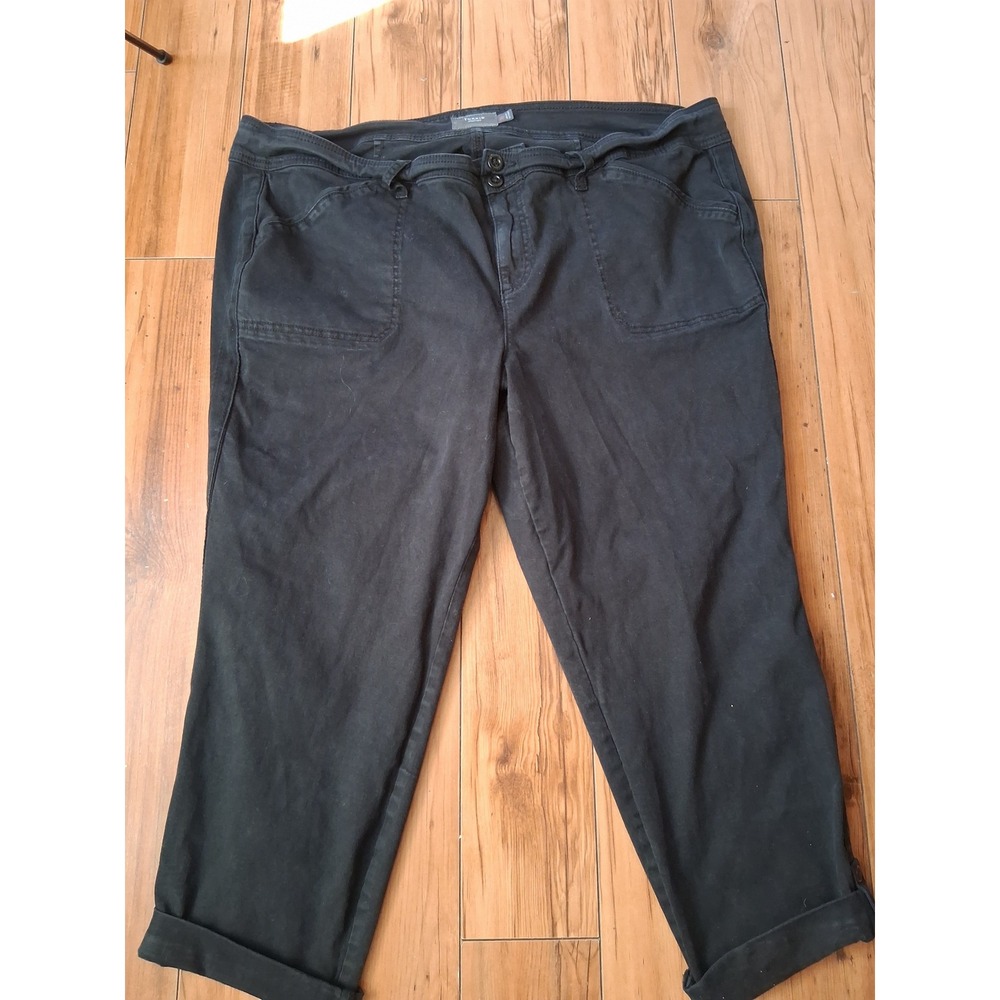Torrid Womens Black Utility Crop Pants Plus Size 24 Double Button Cuffed Hem
